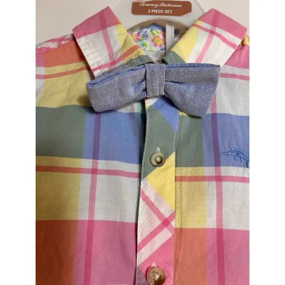 TOMMY BAHAMA Boy’s 3-Piece Short Outfit with Bow Tie / Size: 3T